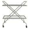 2-Tier Glass Shelf Bar Cart With Metal Frame