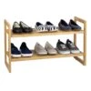 2-Tier Standing Bamboo Wood Shoe Rack