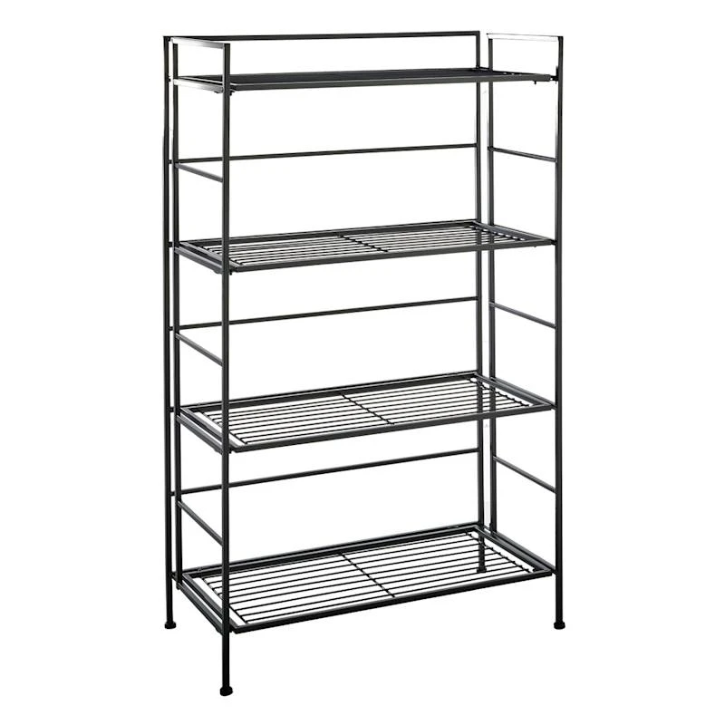 4-Tier Metal Folding Rack With Wire Shelves 1 4-Tier Metal Folding Rack With Wire Shelves