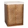 Antique Bronze Bamboo Wood Hamper With Liner, Large