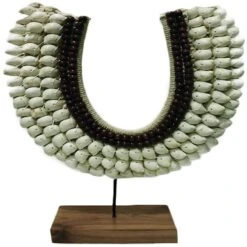 Beaded Moon Shell Decor On Stand, 15"