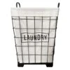 Black Square Metal Grid Laundry Hamper With Liner, Large