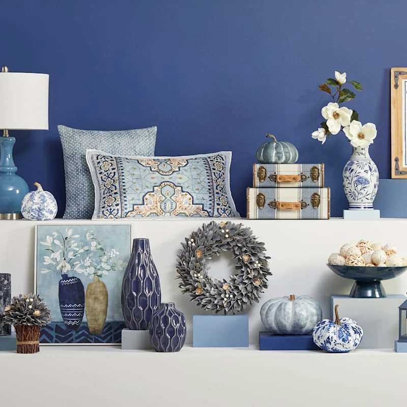 Blue Spun Bamboo Bowl, 12" 2 Blue Spun Bamboo Bowl, 12" - Image 2