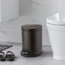 Brown Stainless Steel Round Pedal Bin, 5l 13 Brown Stainless Steel Round Pedal Bin, 5l -At Home Sales Store brown stainless steel round pedal bin 5l 6