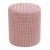 Cheryl Quilted Ottoman, Blush, Pink Velvet