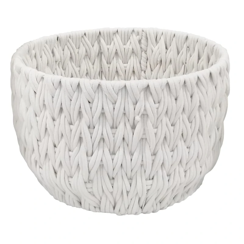 Chunky White Round Fabric Storage Basket, Large 1 Chunky White Round Fabric Storage Basket, Large