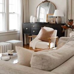 Cottage Thin Striped Ottoman 6 Cottage Thin Striped Ottoman -At Home Sales Store cottage thin striped ottoman 2