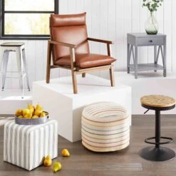 Cottage Thin Striped Ottoman 7 Cottage Thin Striped Ottoman -At Home Sales Store cottage thin striped ottoman 3