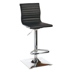 Crosby St Maxwell Adjustable Faux Leather Barstool, Black