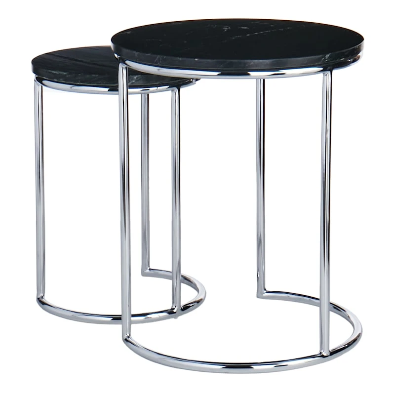 Crosby St Set Of 2 Essex Black Marble Nesting Tables 2 Crosby St Set Of 2 Essex Black Marble Nesting Tables - Image 2