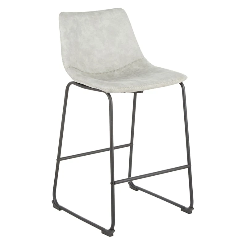 Drake Modern Faux Leather Industrial Barstool, Light Grey 1 Drake Modern Faux Leather Industrial Barstool, Light Grey
