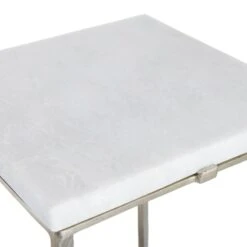 Found & Fable Judd Silver Accent Table With Marble Top -At Home Sales Store found fable judd silver accent table with marble top 2