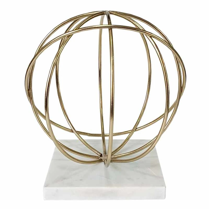 Gold Wire Orb Pedestal With Marble Base 2 Gold Wire Orb Pedestal With Marble Base - Image 2
