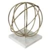 Gold Wire Orb Pedestal With Marble Base