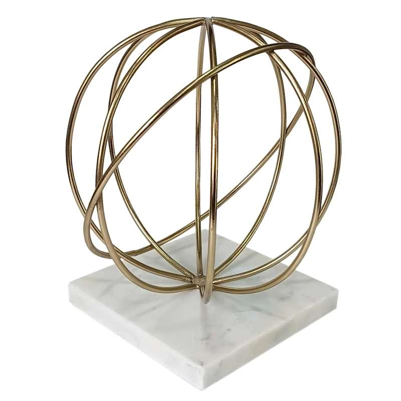 Gold Wire Orb Pedestal With Marble Base 1 Gold Wire Orb Pedestal With Marble Base