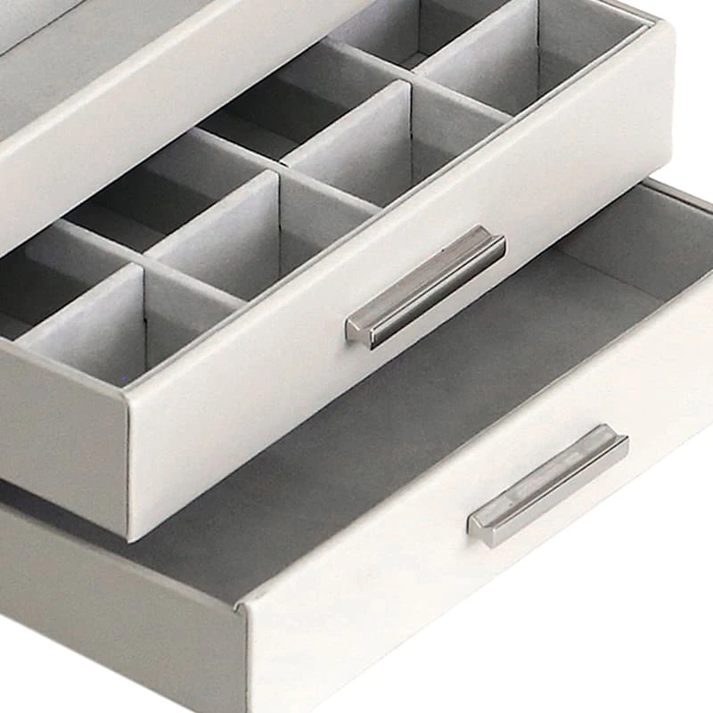 Grey Drawer Leather Jewelry Box 2 Grey Drawer Leather Jewelry Box - Image 2