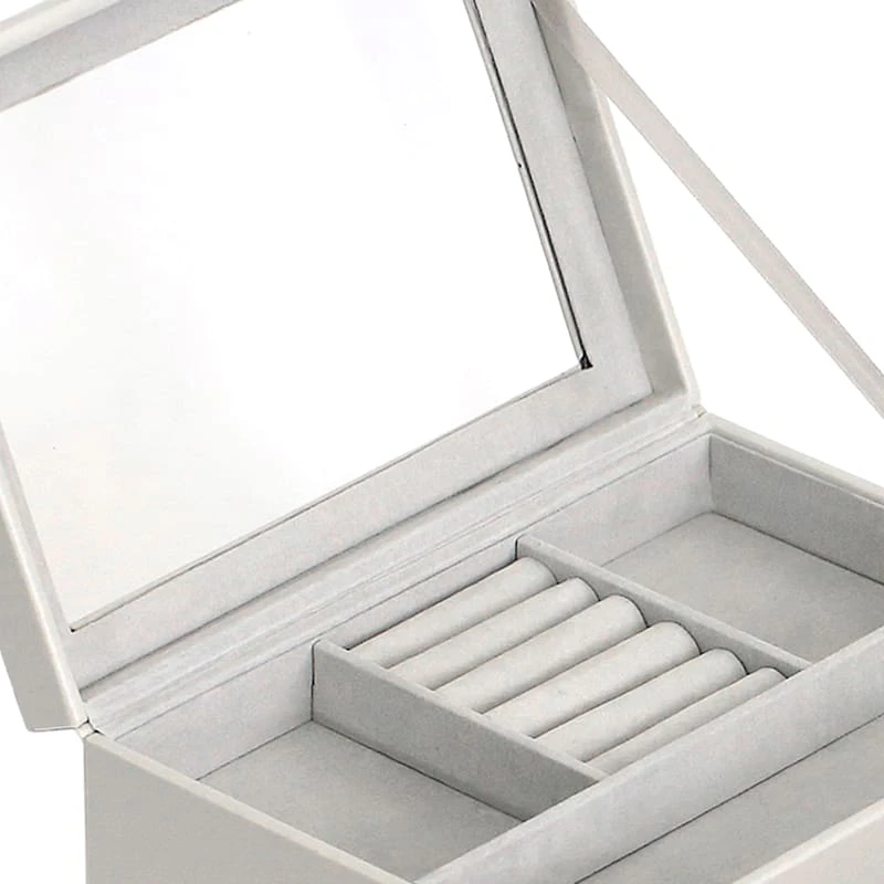 Grey Drawer Leather Jewelry Box 3 Grey Drawer Leather Jewelry Box - Image 3