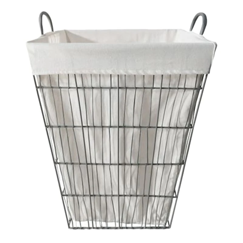 Grey Tapered Wavy Metal Wire Laundry Hamper, Medium 1 Grey Tapered Wavy Metal Wire Laundry Hamper, Medium
