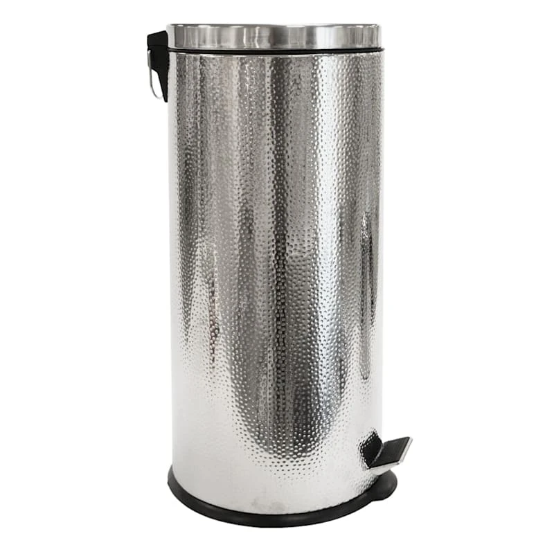 Haig Shiny Stainless Steel Embossed Step Can With Removable Liner, 30l 1 Haig Shiny Stainless Steel Embossed Step Can With Removable Liner, 30l