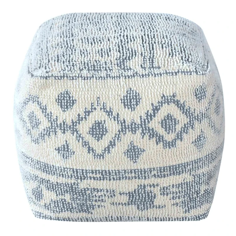 Honeybloom Blue & Cream Pouf 2 Honeybloom Blue & Cream Pouf - Image 2