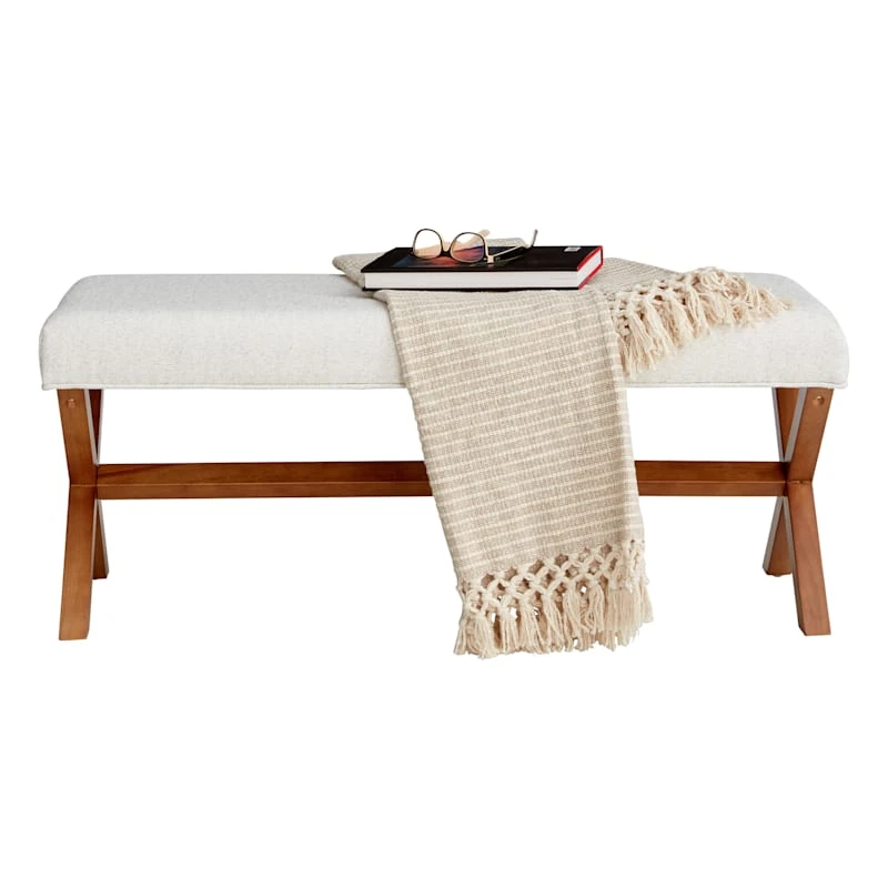 Honeybloom Jordan Chenille Bench, Ivory 2 Honeybloom Jordan Chenille Bench, Ivory - Image 2