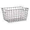 Honeybloom Tapered Dark Grey Metal Storage Basket, Medium