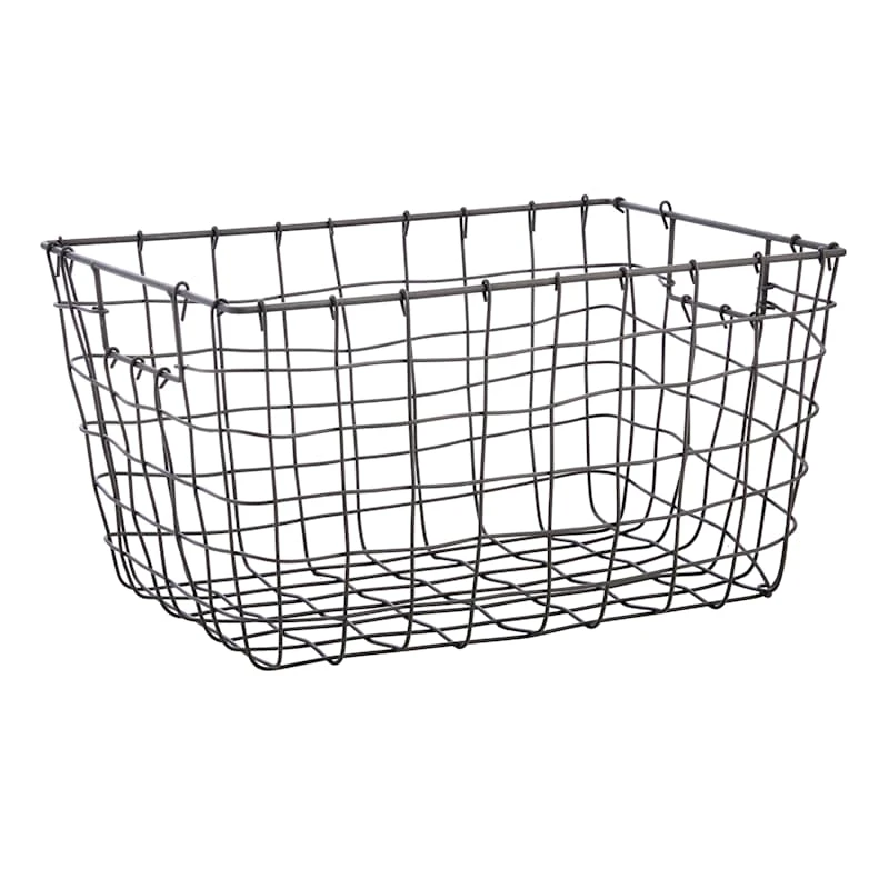 Honeybloom Tapered Dark Grey Metal Storage Basket, Medium 1 Honeybloom Tapered Dark Grey Metal Storage Basket, Medium