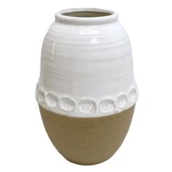 Honeybloom White Terracotta Vase, 10"