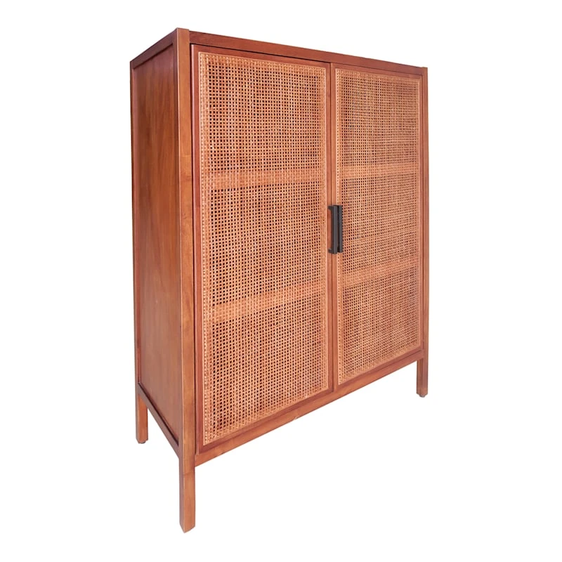 Honeybloom Wood Rattan Door Cabinet 2 Honeybloom Wood Rattan Door Cabinet - Image 2