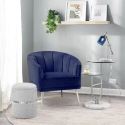 Laila Ali Avani Blue Velvet Accent Chair -At Home Sales Store laila ali avani blue velvet accent chair 8