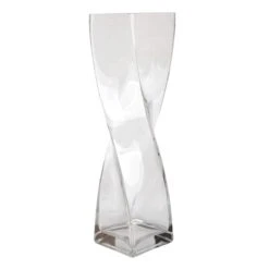 Laila Ali Clear Glass Twisted Pillar Vase, 16"