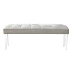 Laila Ali Grey Tufted Acrylic Leg Bench 5 Laila Ali Grey Tufted Acrylic Leg Bench -At Home Sales Store laila ali grey tufted acrylic leg bench 2