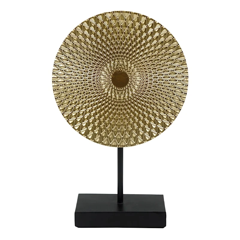 Metallic Mandala Disk Sculpture, 14" 1 Metallic Mandala Disk Sculpture, 14"