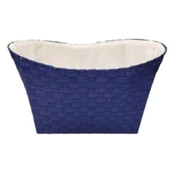 Non Woven Oval Bottom Basket With Liner, Navy Blue