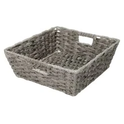 Pe Faux Rattan Shelf Tote Grey