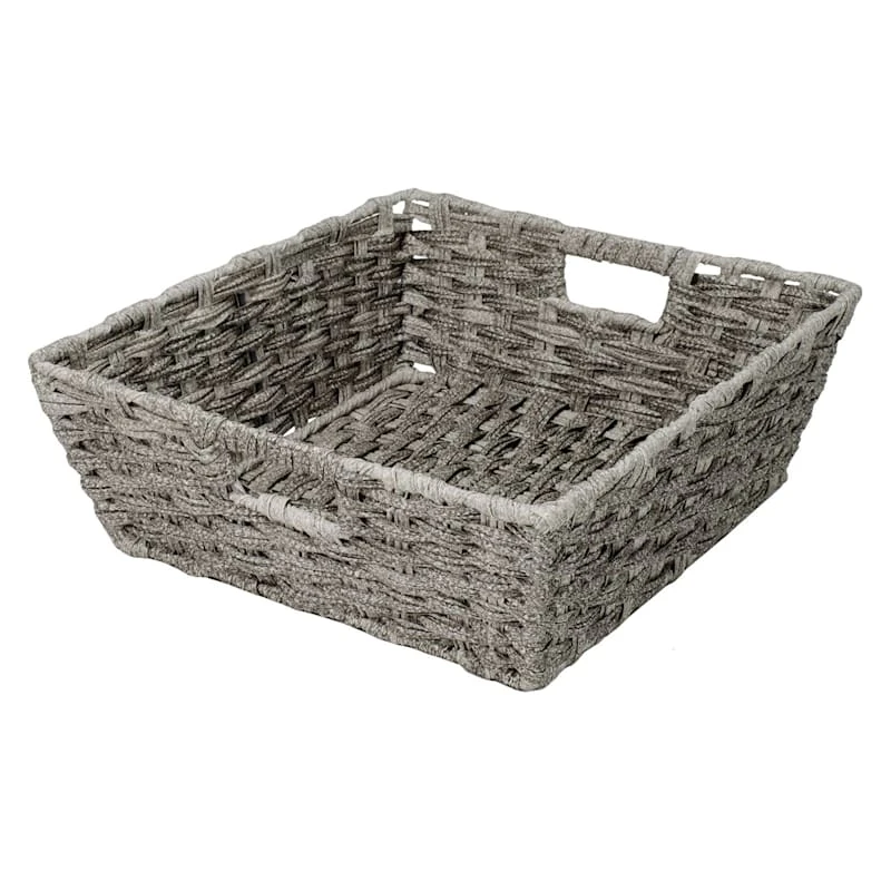 Pe Faux Rattan Shelf Tote Grey 1 Pe Faux Rattan Shelf Tote Grey