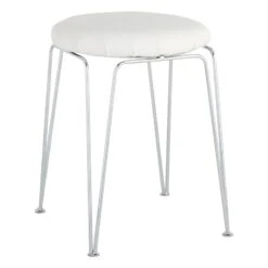 Penna Chrome & White Vanity Stool
