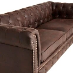 Providence Chesterfield Brown Faux Leather Tufted Sofa, 79" 11 Providence Chesterfield Brown Faux Leather Tufted Sofa, 79" -At Home Sales Store providence chesterfield brown faux leather tufted sofa 79 3