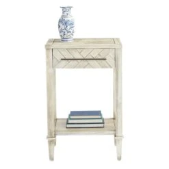 Providence Kate 1-Drawer 1-Shelf Parquet Wood Side Table -At Home Sales Store providence kate 1 drawer 1 shelf parquet wood side table 3