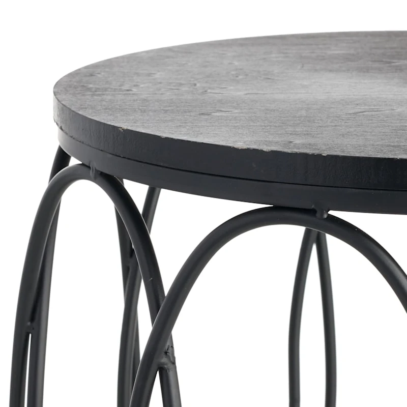 Providence Round Wood Top With Oval Metal Table, Small 3 Providence Round Wood Top With Oval Metal Table, Small - Image 3