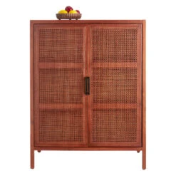 Rattan 2-Door Wooden Cabinet, 47" -At Home Sales Store rattan 2 door wooden cabinet 47 2