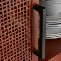 Rattan 2-Door Wooden Cabinet, 47" -At Home Sales Store rattan 2 door wooden cabinet 47 3