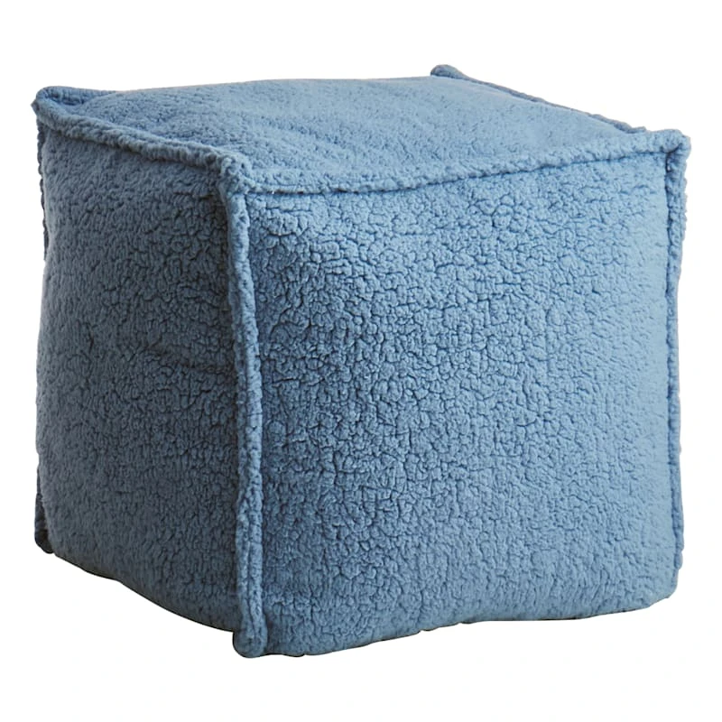 Sherpa Pouf, Blue 1 Sherpa Pouf, Blue