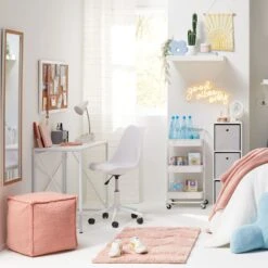 Sherpa Pouf, Peach 5 Sherpa Pouf, Peach -At Home Sales Store sherpa pouf peach 2