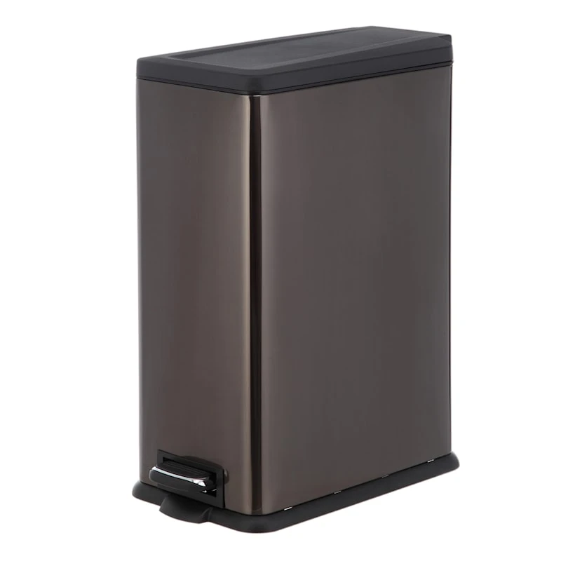 Slim Black Stainless Steel Rectangle Pedal Trash Bin, 45l 1 Slim Black Stainless Steel Rectangle Pedal Trash Bin, 45l