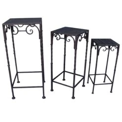 At Home Sales Store -At Home Sales Store square wood top plant stand with brown twist metal leg medium 1