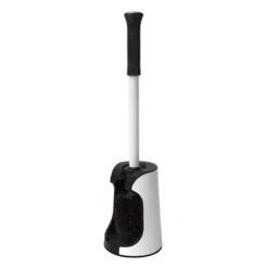 Stainless Steel Toilet Brush With Open Holder, White