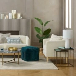 Tracey Boyd Esme Channeled Fur Pouf, Teal 5 Tracey Boyd Esme Channeled Fur Pouf, Teal -At Home Sales Store tracey boyd esme channeled fur pouf teal 2