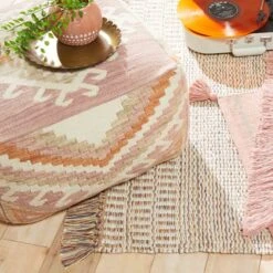 Tracey Boyd Woven Kilim Pouf, 20x13 -At Home Sales Store tracey boyd woven kilim pouf 20x13 3