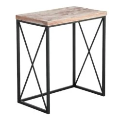 Wood Top With Black Cross Metal Table, Medium -At Home Sales Store wood top with black cross metal table medium 2